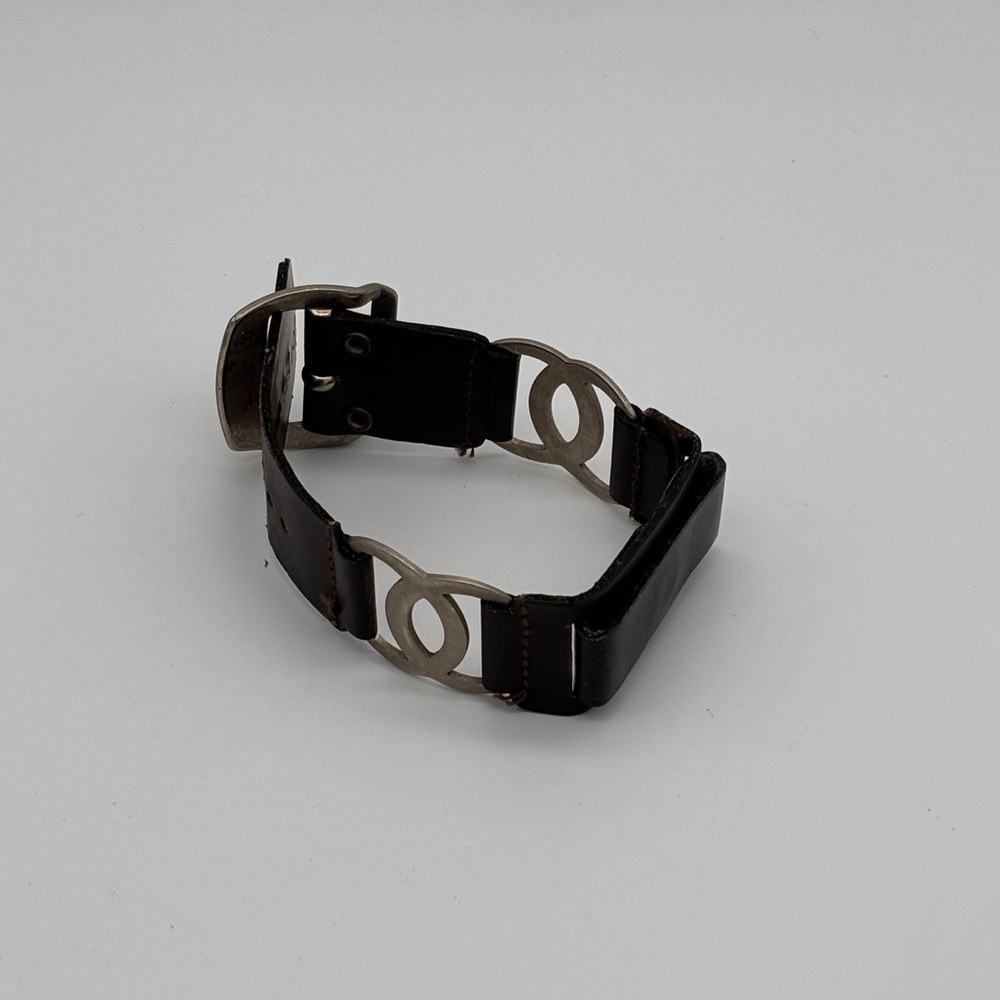 Vintage 26mm Genuine Black Leather Watch Band Strap Silver Accents & Buckle New